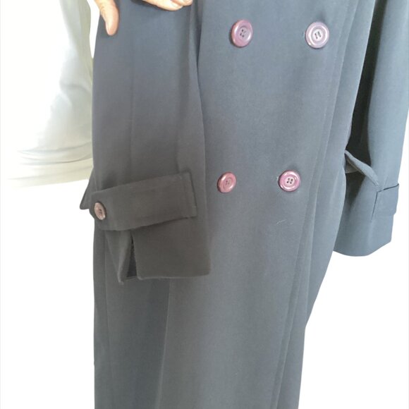 VINTAGE Jones New York Women's Double Breasted Maxi Coat Navy - Picture 6 of 12